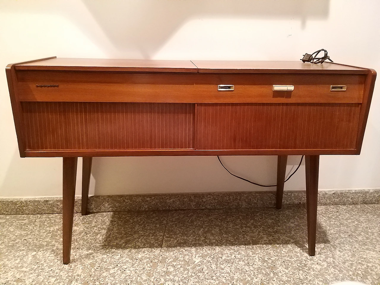 Wooden cabinet with Philips record player, 1960s 2